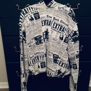 Crop News Article Hoodie Plus Sized